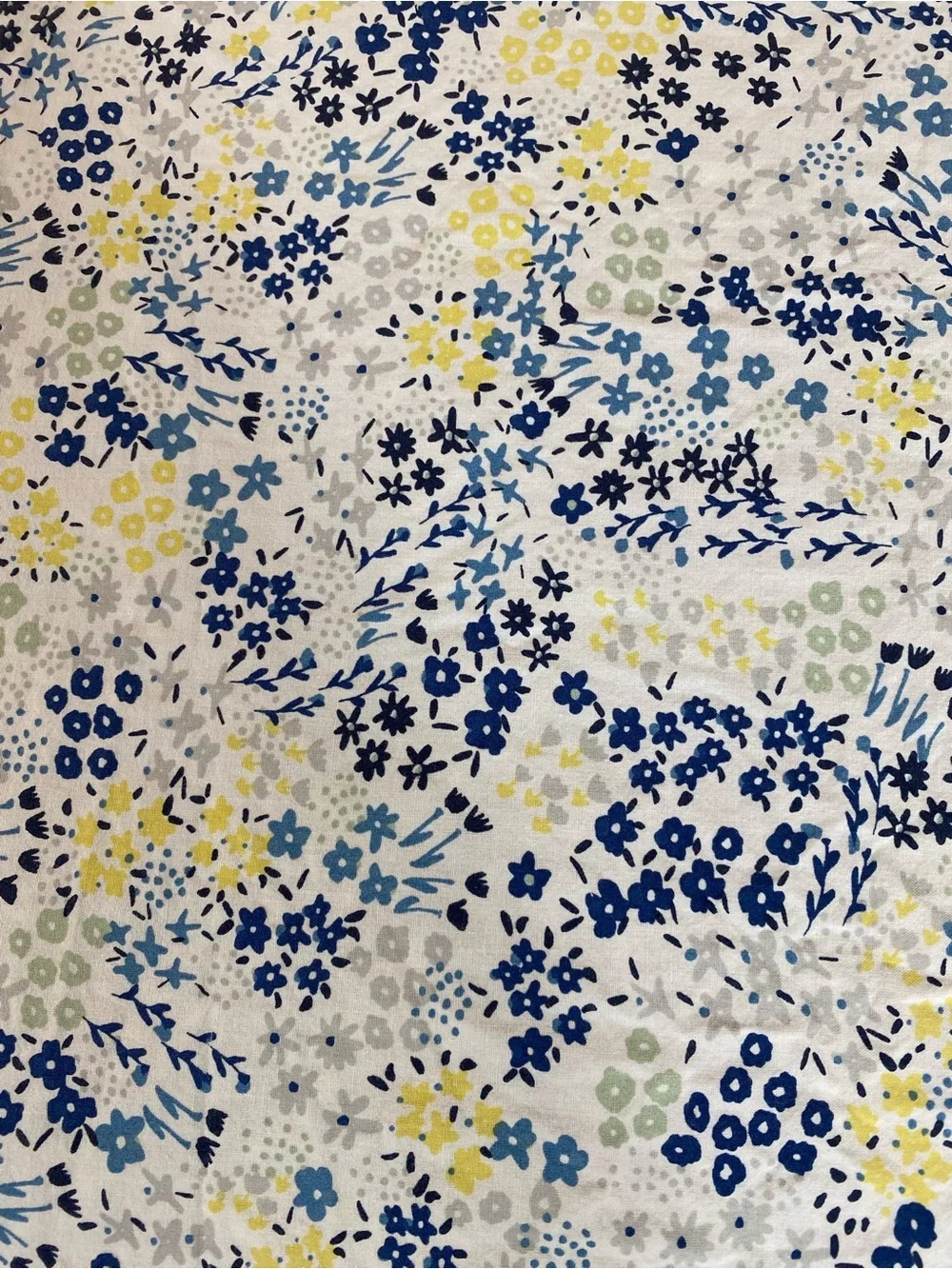 kate spade Floral Print Sheet Set in White, Navy, Yellow